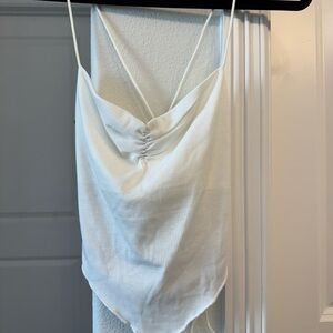 White Ribbed Open Back Cami Top